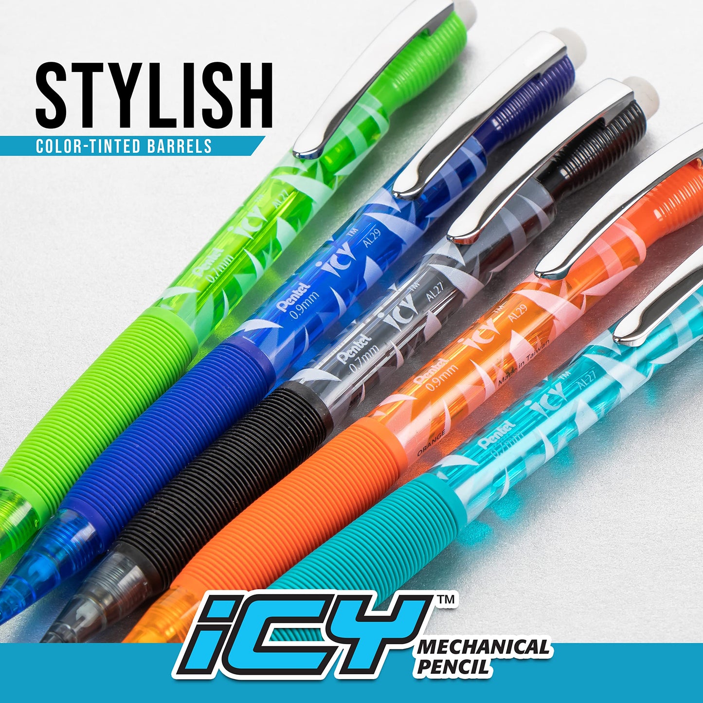 Pentel Icy Razzle-Dazzle Mechanical Pencil, (0.7mm), Assorted Barrels, Color May Vary, Pack of 12 (AL27RDBP12M)