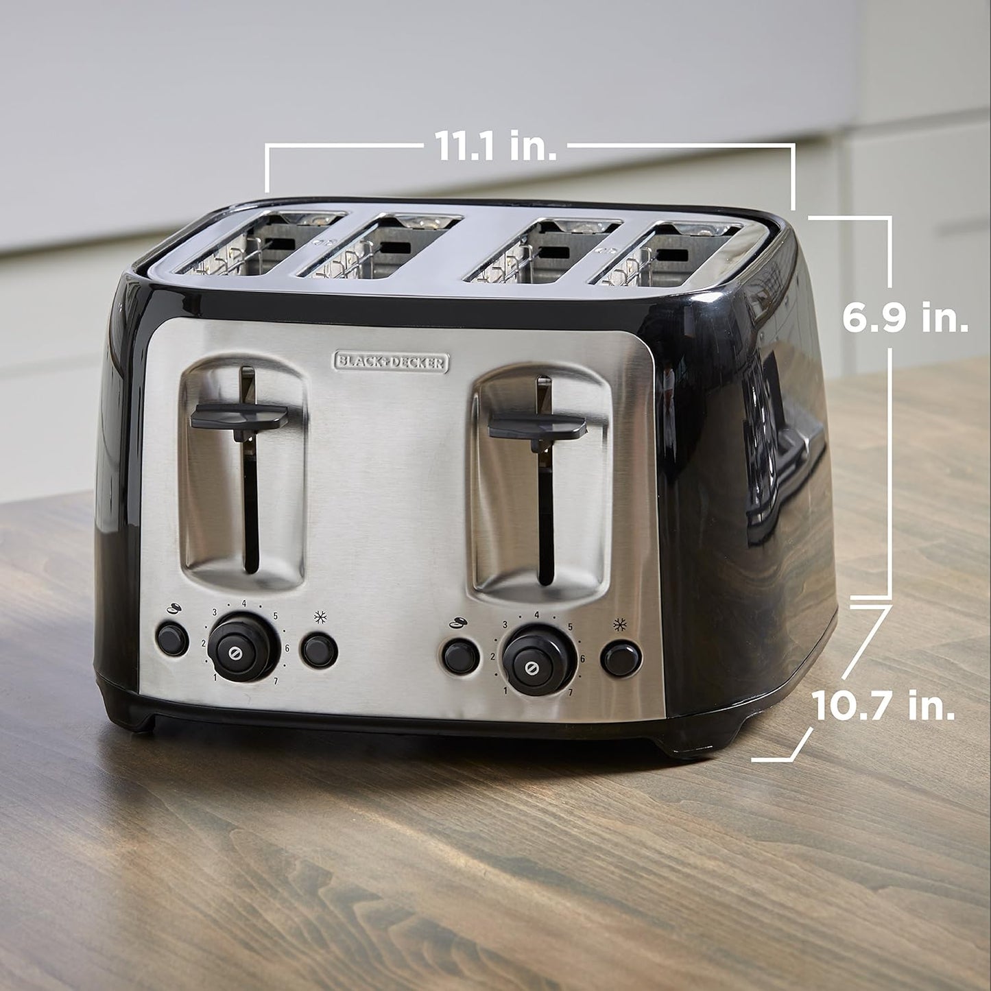 BLACK+DECKER 4-Slice Toaster - Extra Wide Slots, 7 Shade Settings, 1400 Watts, Bagel & Frozen Functions