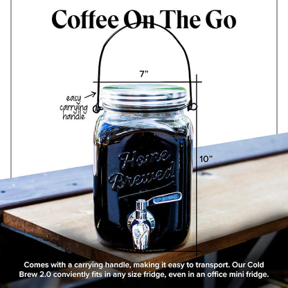 Willow & Everett Cold Brew Coffee Maker - 2 L Iced Tea & Coffee Maker with Glass Pitcher, Stainless Steel Spout,
