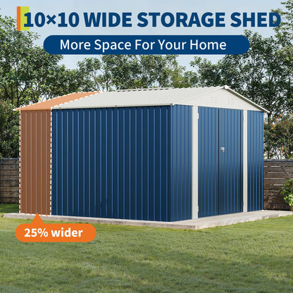 Garvee 10 X 10 FT Outdoor Storage Shed,Metal Garden Sheds&Outdoor Storage Clearance, Large Outdoor Storage Shed for Tools, Lawn Equipment, Garden Supplies - All Weather Lockable Metal Shed