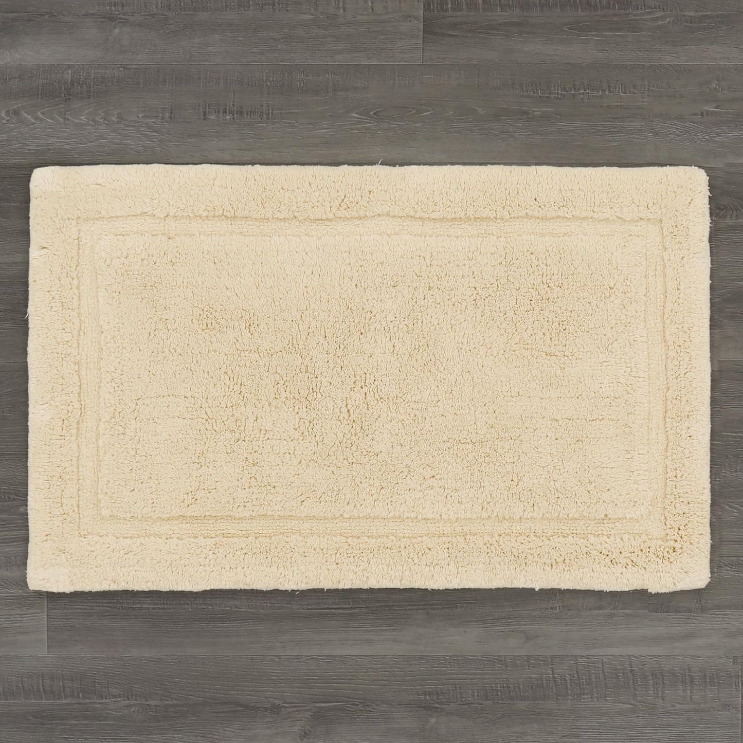 Jean Pierre New York Lydia Border 100% Cotton Bath Mat - Non-Slip Rug - Ivory - 20"x32"