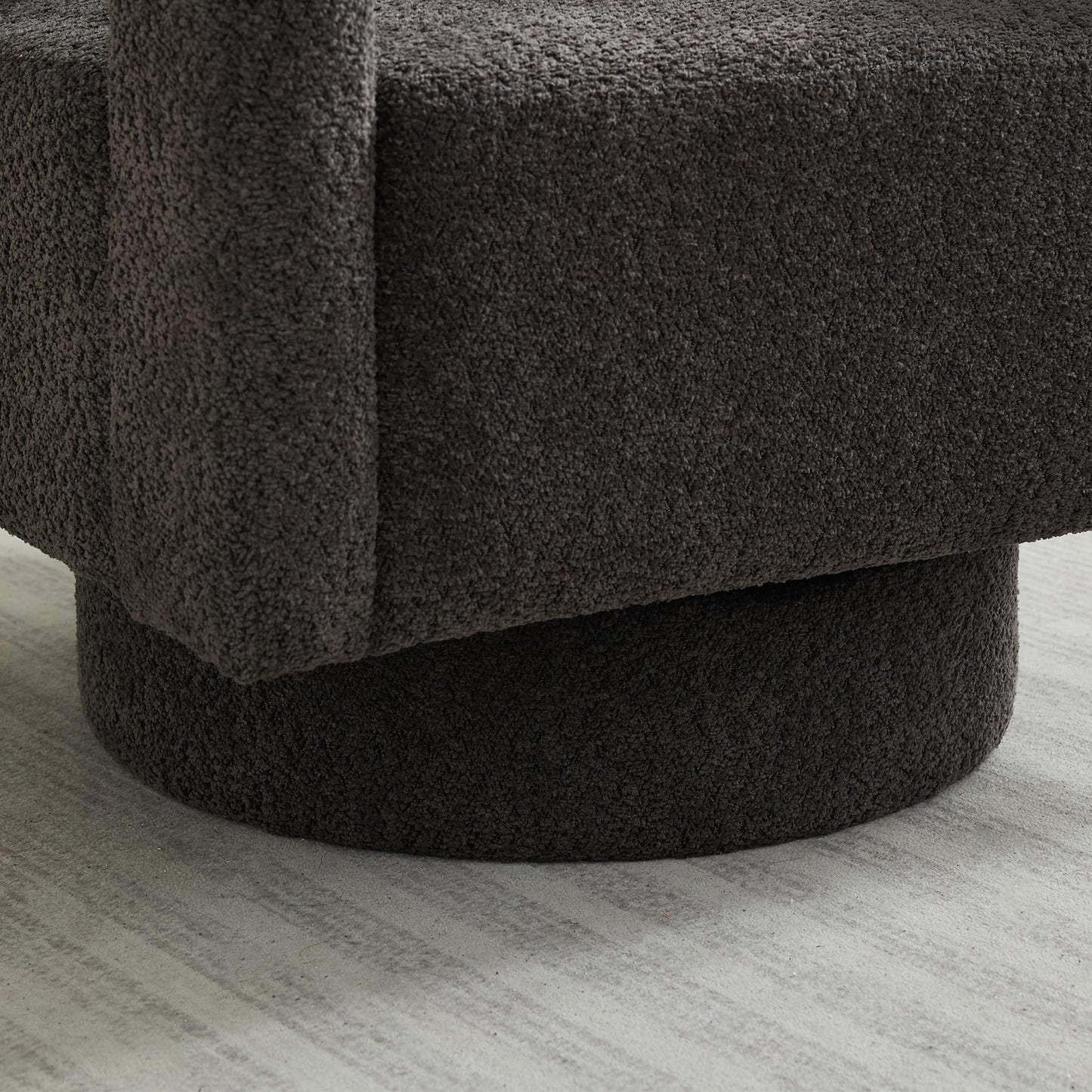 GDFStudio 29.13" Swivel Accent Chair, Modern Boucle Upholstered Armchair with Open Back, 360° Rotating Lounge Club Chair with Removable Cushion for Living Room Bedroom Hotel Office Seating, Charcoal
