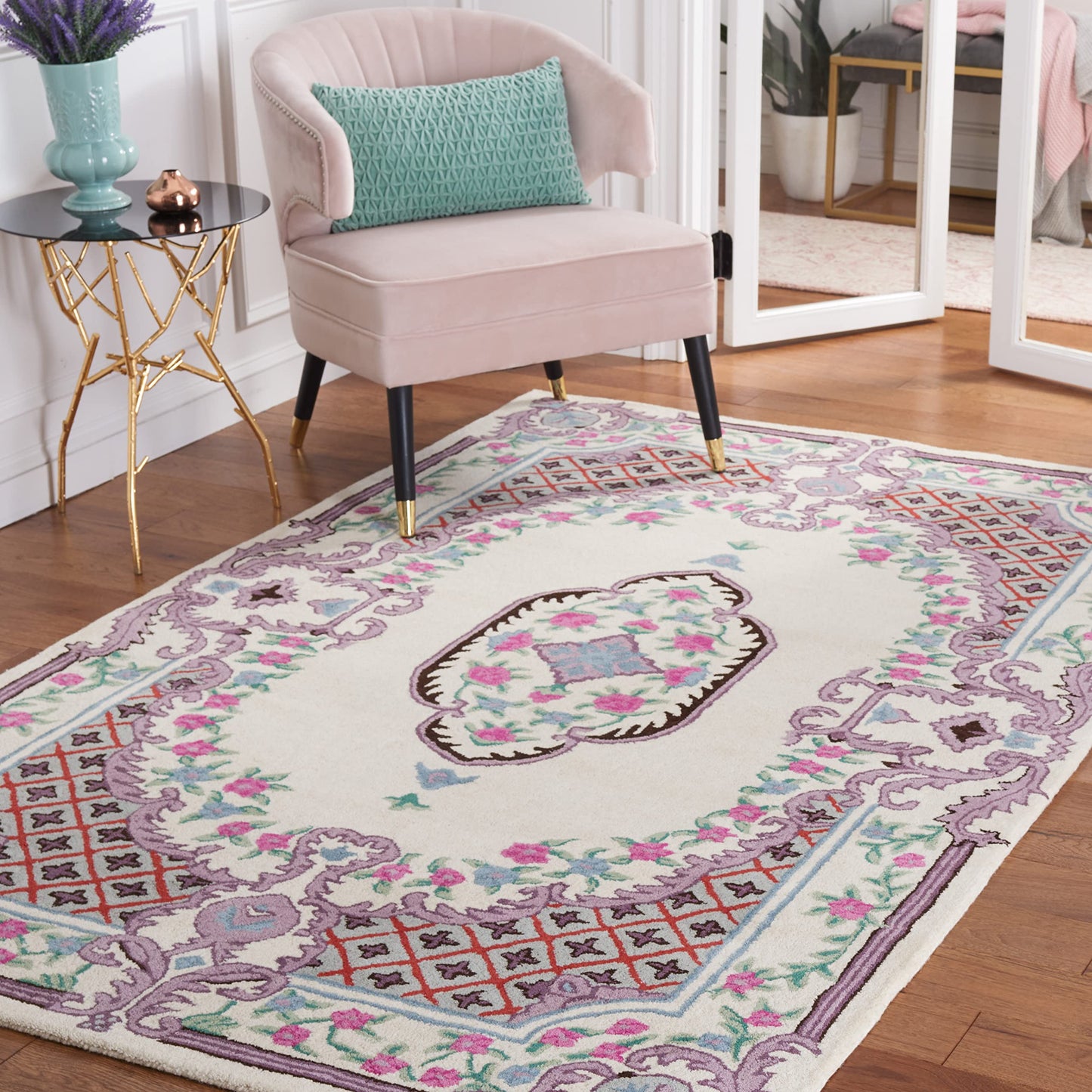 SAFAVIEH Bellagio Collection 8' x 10' Ivory BLG535B Handmade Medallion Premium Wool Living Room Dining Bedroom Area Rug