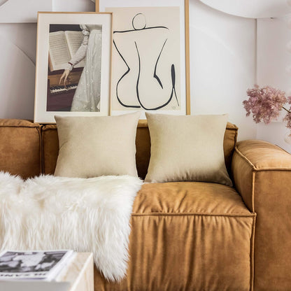 24x24 Set 2 60x60 cm, Home Brilliant Pillow Covers of Cotton Linen Cream Beige Euro Sham Covers Accent Pillows Covers