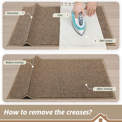 BEQHAUSE Dirt Trapper Door Mat - Non-Slip, Washable Entrance Mat | 20" x 32", Beige, Dirt Resistant & Absorbent