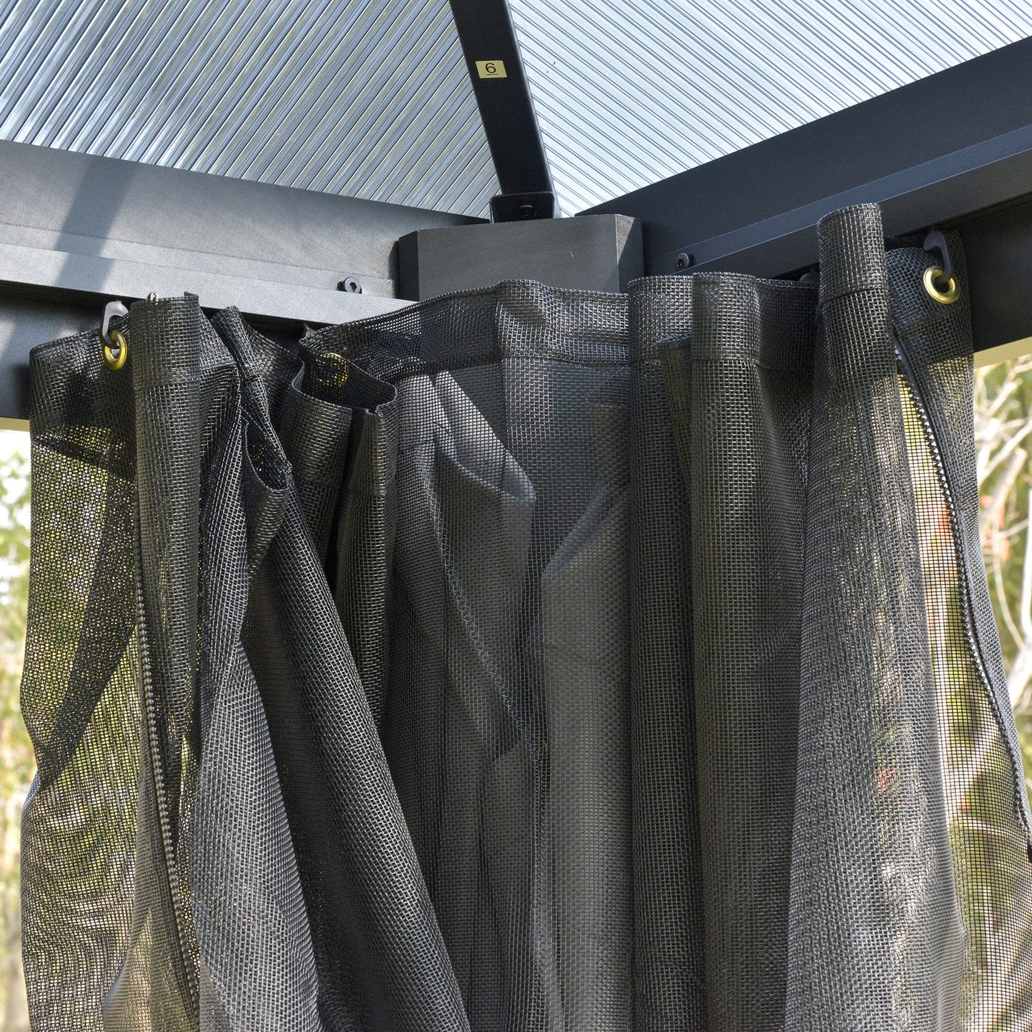 10' x 10' Hardtop Gazebo Canopy with Polycarbonate Double Roof, Aluminum Frame, Permanent Pavilion Outdoor Gazebo with Netting and Curtains for Patio, Garden, Backyard, Deck, Lawn, Gray