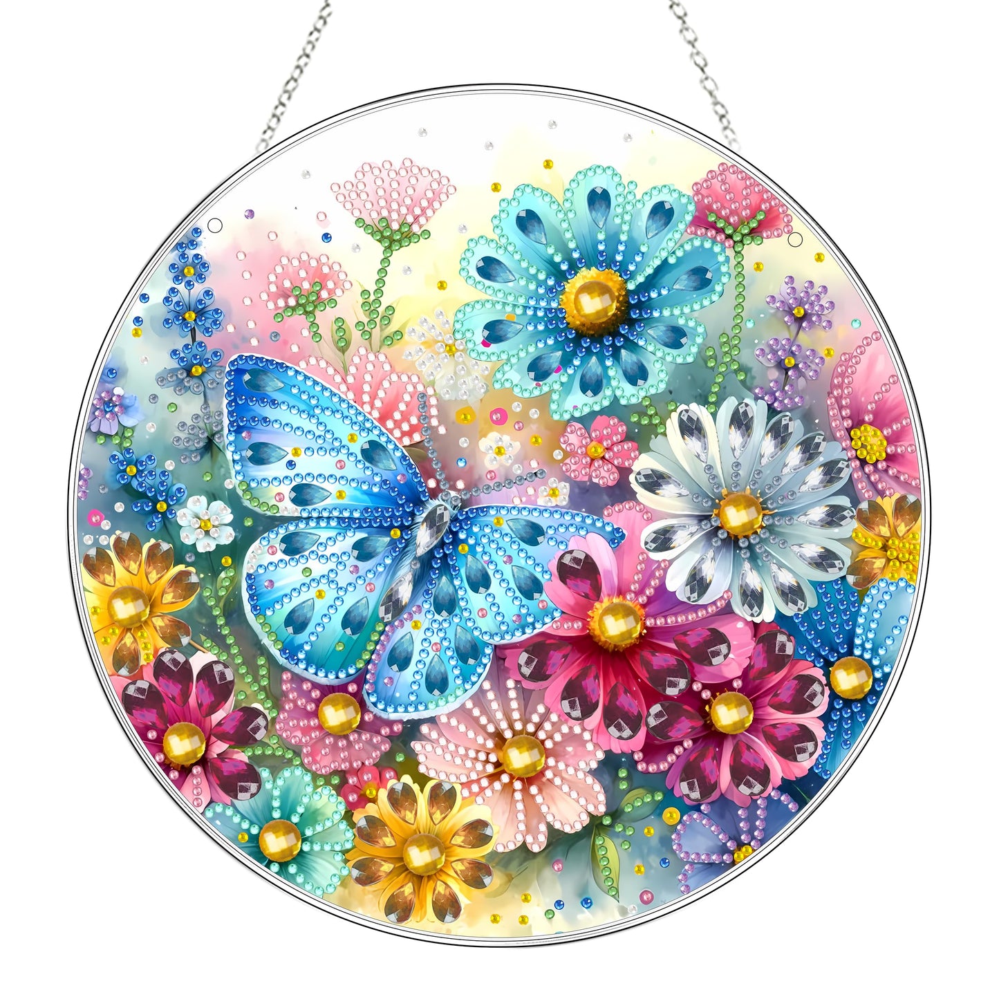DIY Hanging Diamond Art Kit for Adults, 5D Acrylic Gem Art Window & Wall Pendant, Diamond Painting Ornament for Home Decor (Butterfly-2)