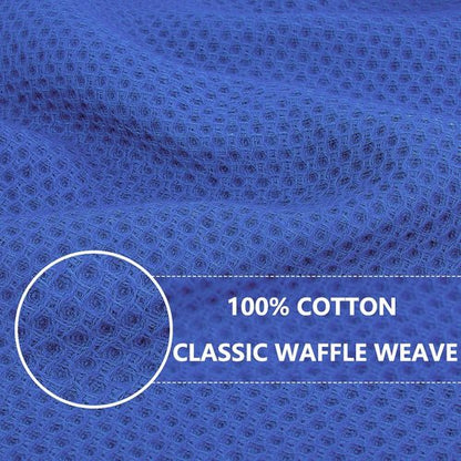 Homaxy 100% Cotton Waffle Weave Dish Towels - Ultra Soft & Absorbent, Quick Drying | 13 x 28 Inches, 6-Pack, Blueberry