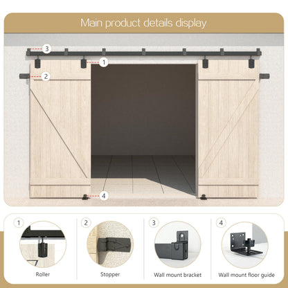 HARDJULAN 20FT Heavy Duty Box Rail Exterior Sliding Barn Door Hardware Kit, 450 lbs Capacity, Black Powder Coated Finish,Kit for Outdoor,Fit MAX 2 X Door Width 120in