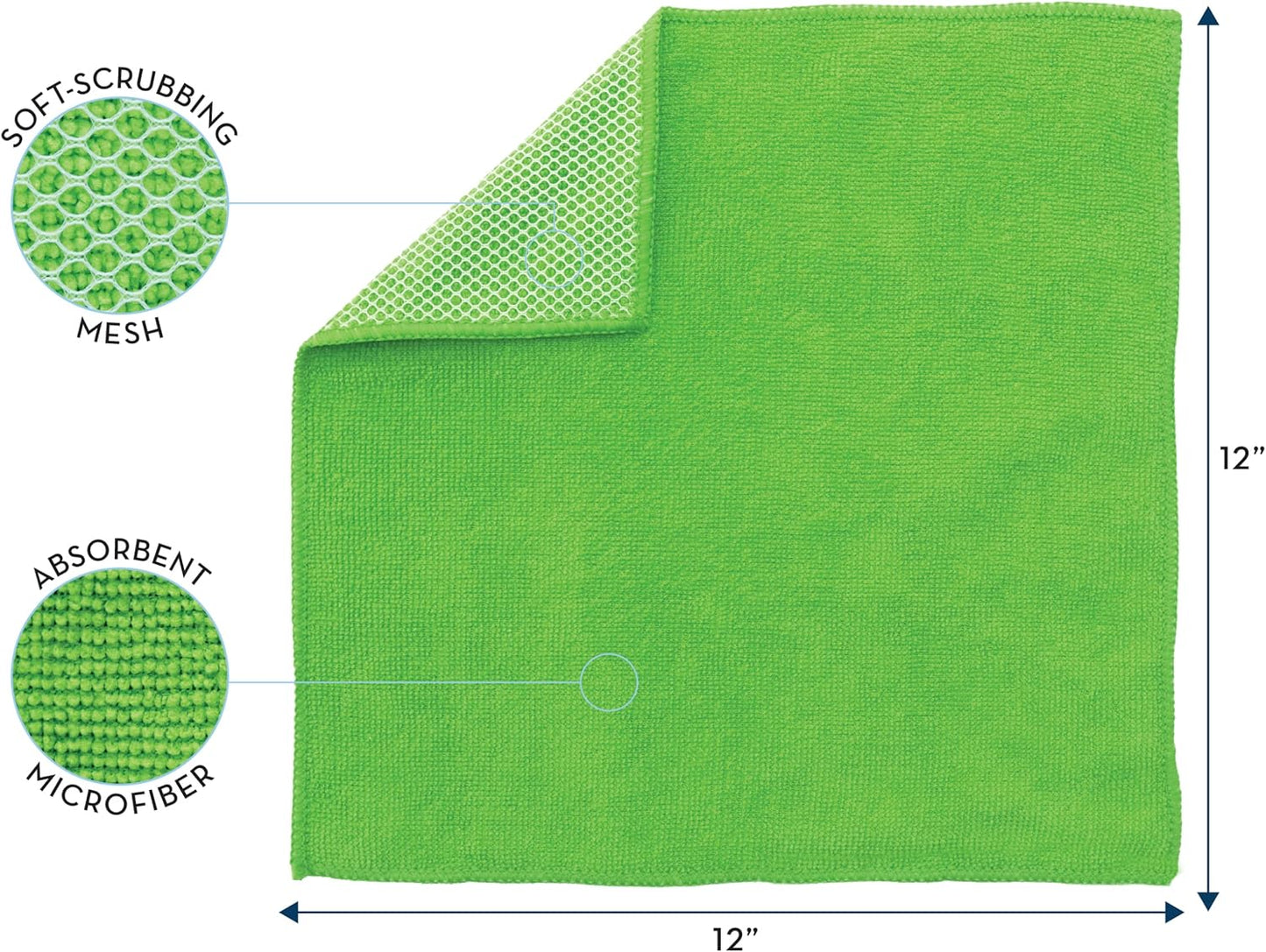 12 12 10 Pack S&T INC. Dish Cleaning Cloths with Poly Scour Side, Microfiber Cleaning Cloths, Assorted, In. x In.