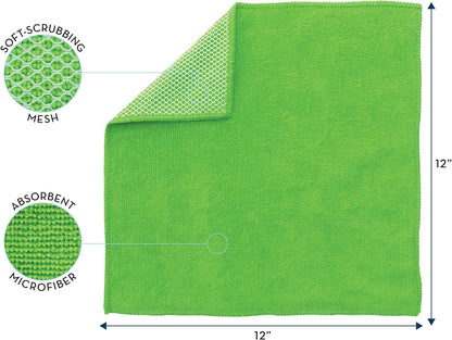 12 12 10 Pack S&T INC. Dish Cleaning Cloths with Poly Scour Side, Microfiber Cleaning Cloths, Assorted, In. x In.