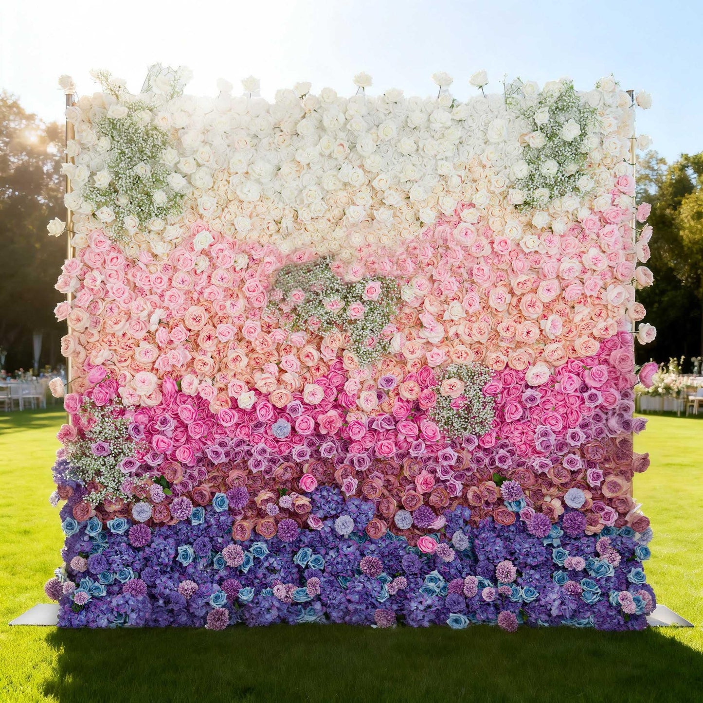 CreateView Artificial Flower Wall Wedding Backdrop, Luxury‌ 3D Silk Floral Party Decor for Wedding Home Hotel Party Baby Show Decor, Quick Assembly/Storage 4 * 8ft (120 * 240cm)