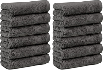 Set 12x12 [12 Pack, White Classic Resort Collection Soft Washcloth Face & Body Towel | Luxury Hotel Plush & Absorbent