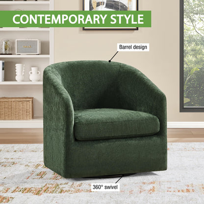 OSP Home Furnishings Parker Upholstered Swivel Tub Accent Chair, Green Fabric