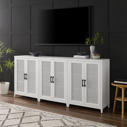 Crosley Furniture Milo 2-Piece Entertainment Center TV Stand, Media Console, Vinyl Record Storage, White
