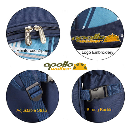 Apollo Walker Picnic Backpack Bag for 2 Person with Cooler Compartment, Detachable Bottle/Wine Holder, Fleece Blanket, Plates and Cutlery (Blue)