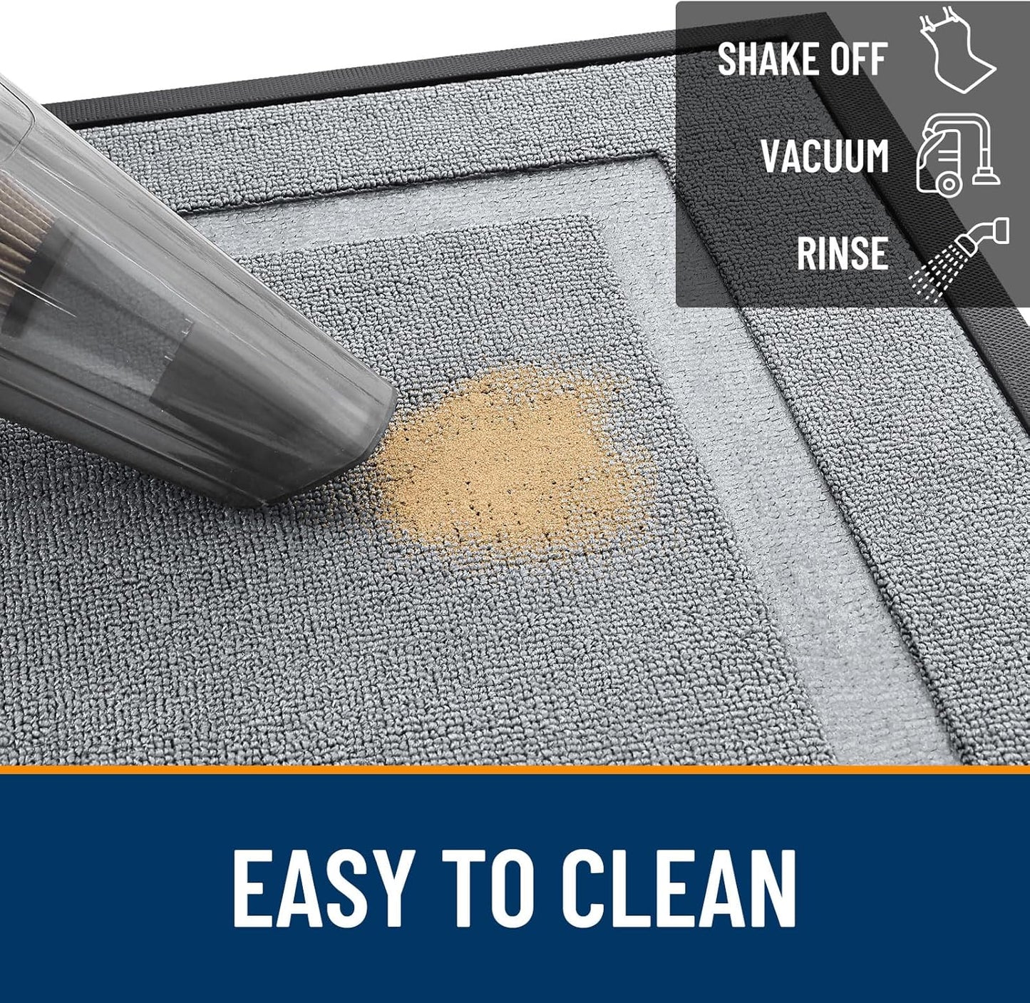OLANLY Indoor Outdoor Front Door Mat - Waterproof All-Season Doormat, Easy Clean, 47x17, Ash Gray