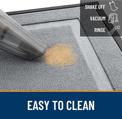 OLANLY Indoor Outdoor Front Door Mat - Waterproof All-Season Doormat, Easy Clean, 47x17, Ash Gray