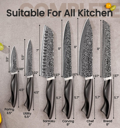 Knife Set, 15 Pieces Kitchen Knife Set with Built in Sharpener, High Carbon German Stainless Steel Knife Block Set, Dishwasher Safe, Mothers Day Gifts