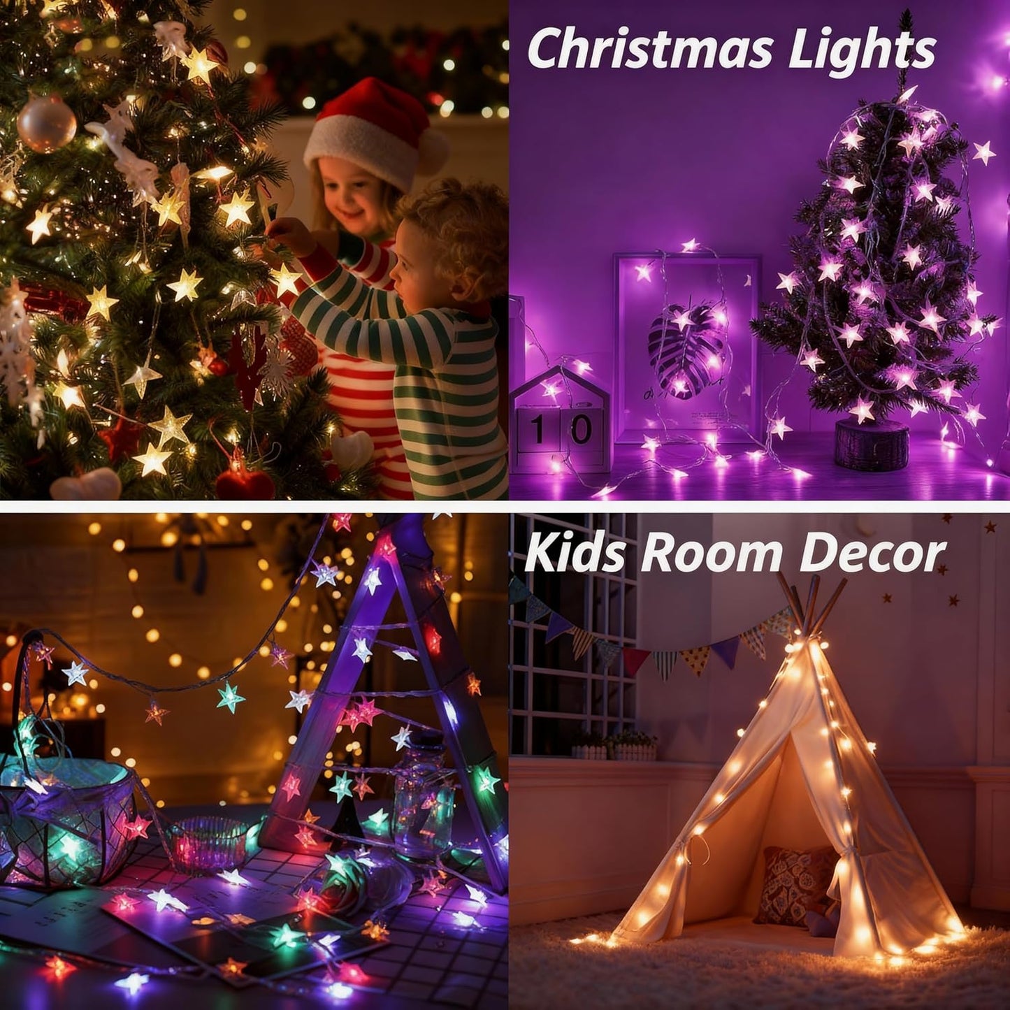 20ft 40 Solhice Color Changing Star String Lights for Bedroom LEDs, Hanging Twinkle Lights USB Powered, Bunk Bed Lights