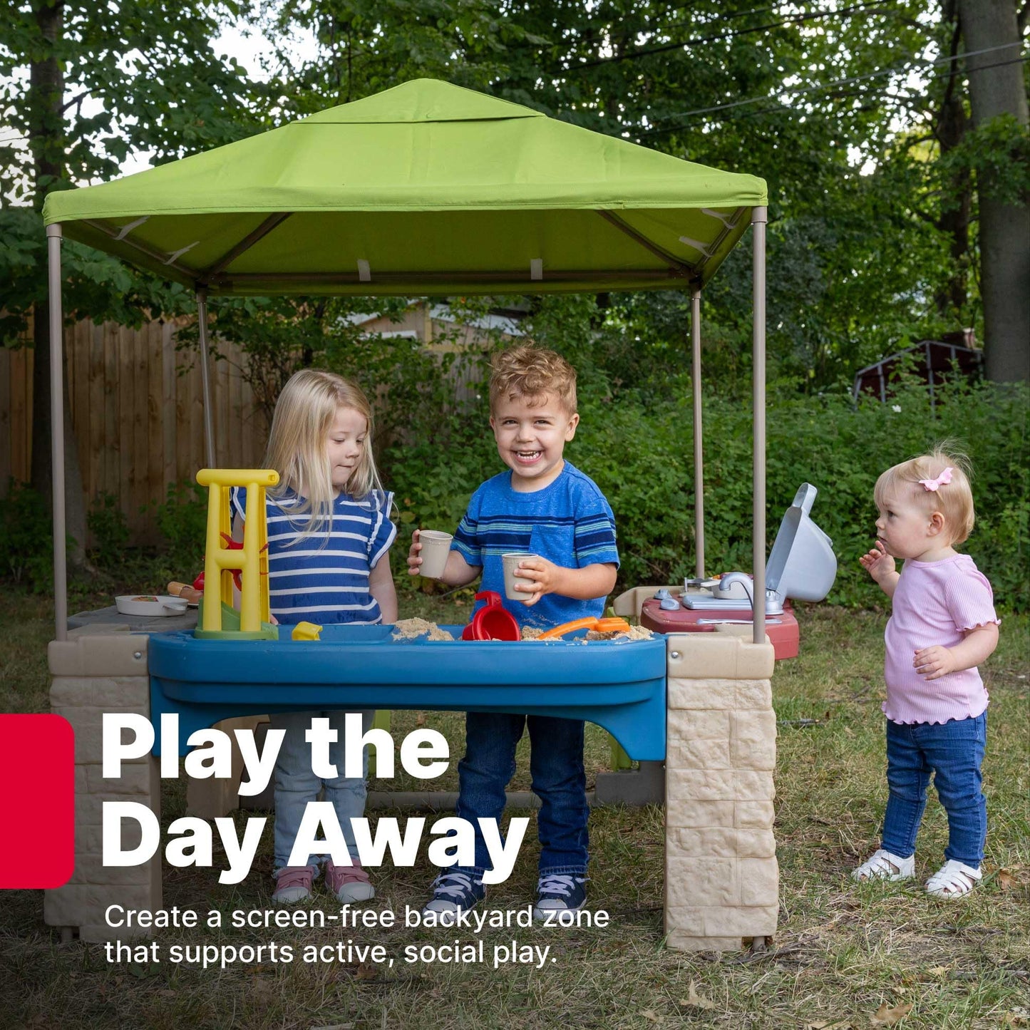 Step2 All Around Playtime Patio with Canopy Playset – Shaded Outdoor Playhouse for Kids with Realistic, Interactive Features, Room for Multiple Toddlers to Play – Dimensions: 60" H x 47.5" W x 47.5" D