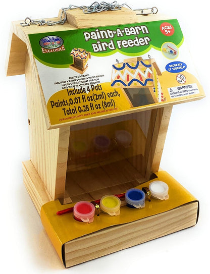 9" 4 1 Mtty's Toy Stop Paint Your Own Deluxe Large Wooden Bird Feeder (Includes Paints & Brush)