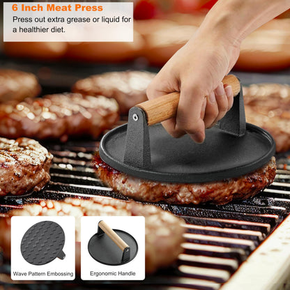 grilljoy Professional Griddle Accessories Kit Set with Smash Burger Press - Extra Thick Grill Spatula, Turner, Flipper - 38PCS Flat Top Grill Tools Kit for Outdoor Barbecue Teppanyaki Camping Cooking
