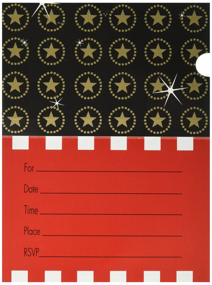 amscan Movie Ticket Party Invitation Card, 7" x 4", Pack of 8, Multicolor (499122)