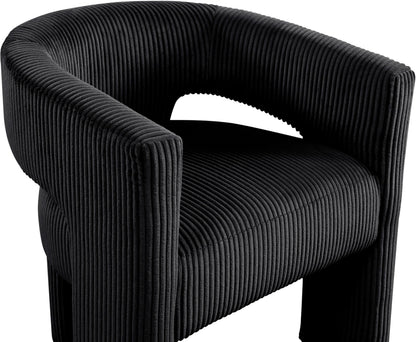 Meridian Furniture 11055Black-C Riz Collection Modern | Contemporary Accent/Dining Chair with Soft Black Microsuede Corduroy Fabric, Solid Wood Inner Frame, 26" W x 23.5" D x 28" H, Black