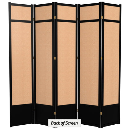 Red Lantern 7 ft. Tall Jute Shoji Screen - 5 Panel - Black