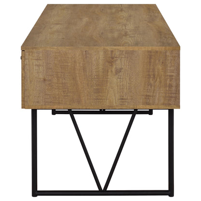 Coaster Home Furnishings - Analiese - Wood - 4-Drawer Writing Desk with Metal Legs, and V-Bracing Profile - Home Office - 63-Inch - Mango - 801851
