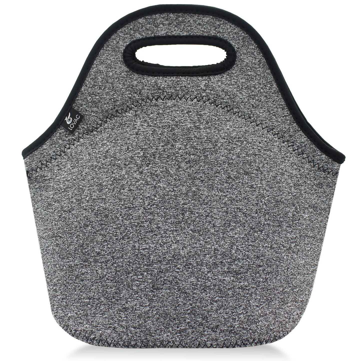 LOVAC Insulated Neoprene Lunch Bag for Men,Reusable Lunch Tote,Durable and Waterproof Lunch Bags,Soft and Lightweight (Black-Grey)