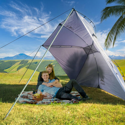 Versatility Camping Tent for Truck Bed,SUV RVing, Van,Trailer and Overlanding Portable Teardrop Awning Canopy Tear Resistant Tarp with 2 Sandbag
