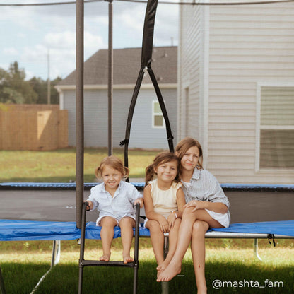 Teamson by Crowntec 15x9FT Large Rectangular Trampoline with Enclosure Net & Ladder, for Outdoor Use, Black