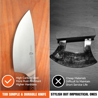 TUO Rocker Knife, 7 inch Salad Chopper Chef Knife for Herb Rocking and Veggie Chopping