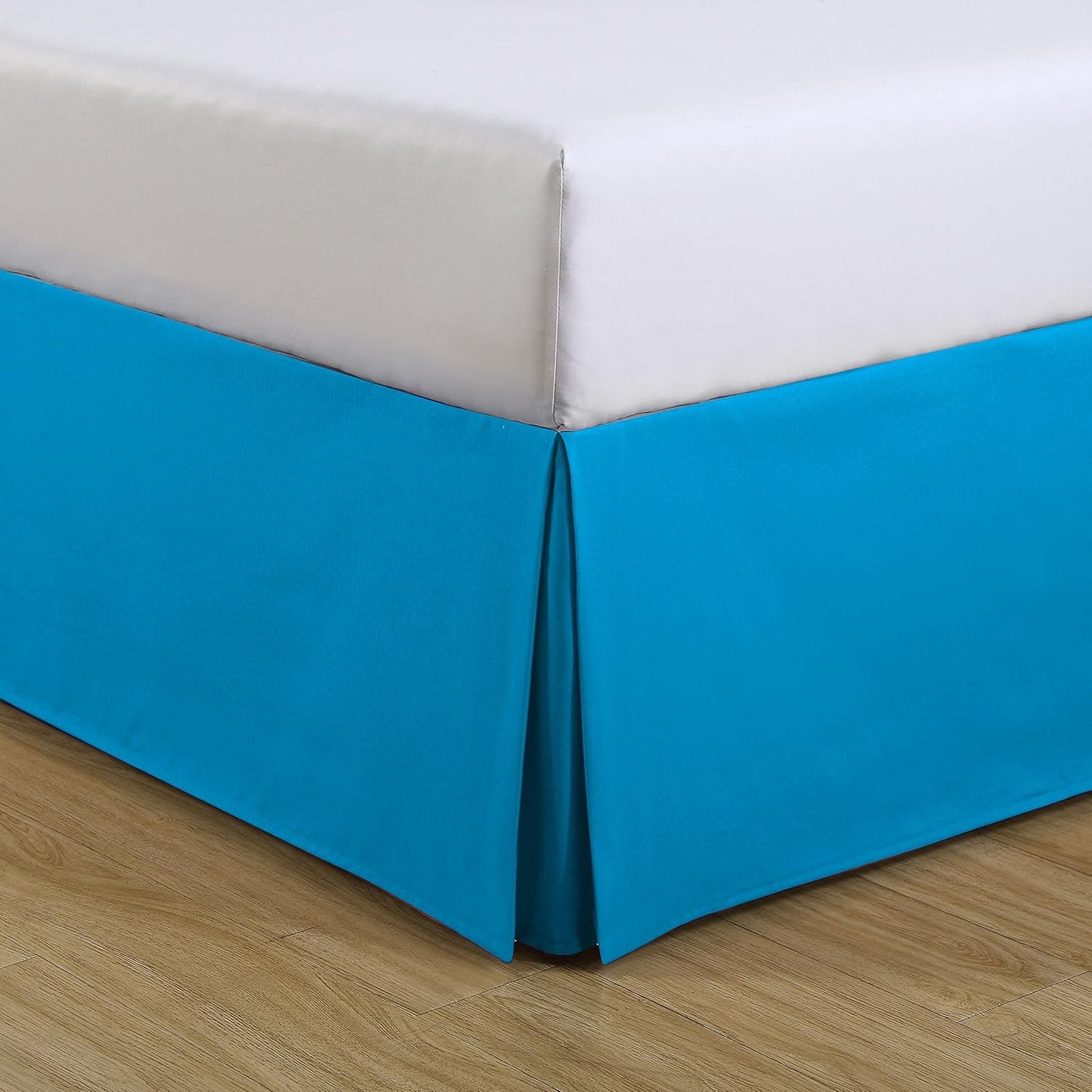 FRESH IDEAS Kids Twin Bed Skirt - Lux Hotel Tailored Microfiber Bedskirt, Classic 14" Drop Length, Blue