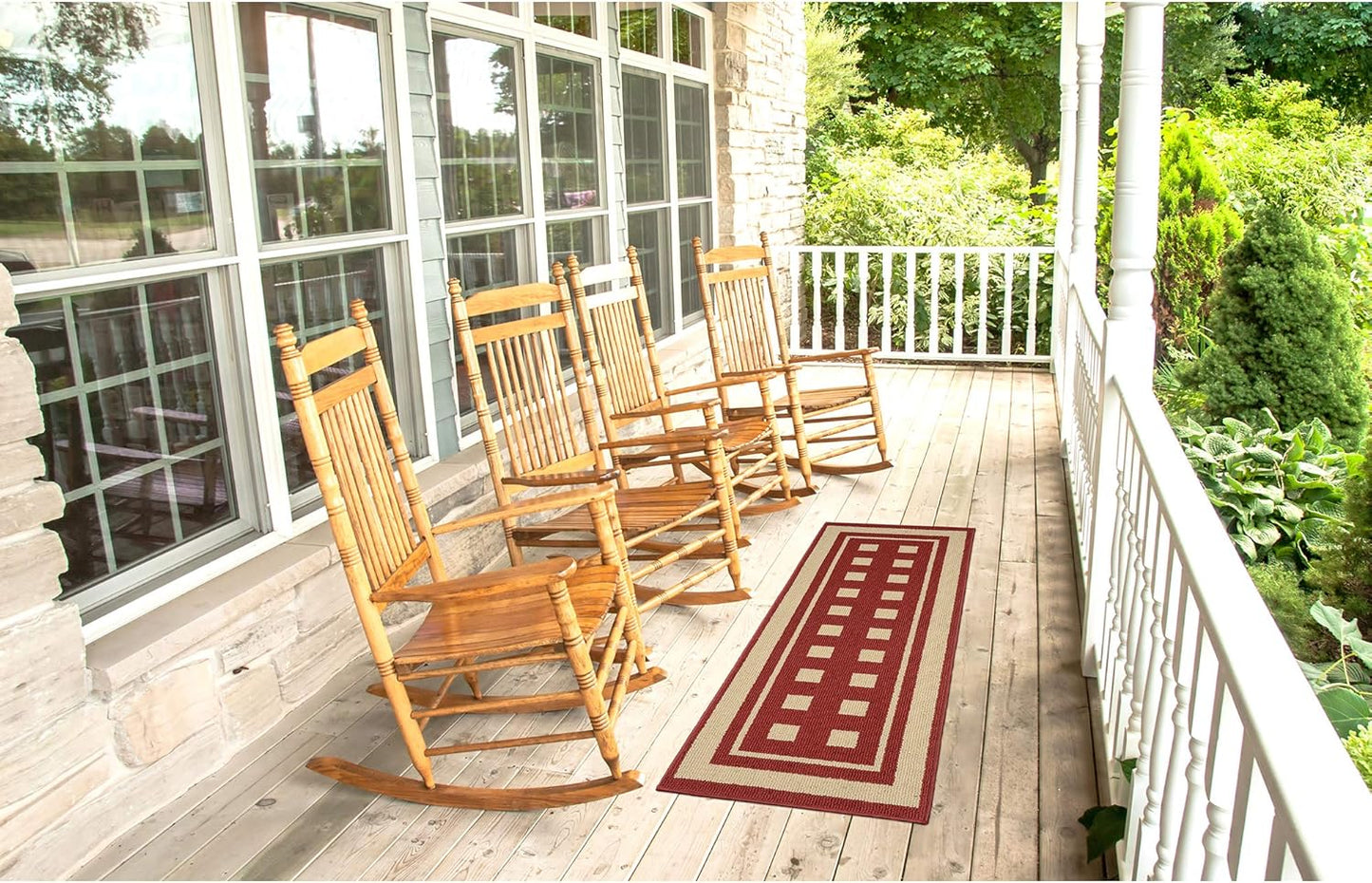 Garland Rug Manorville Indoor/Outdoor Area Rug, 2-Foot by 5-Foot, Chili/Tan
