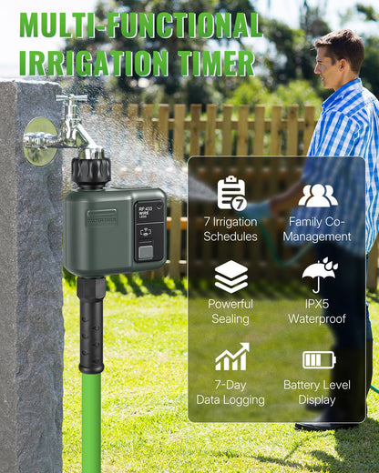 WILAWELS WiFi Water Timer for Garden Hose, Sprinkler Timer 1 Zone, Smart Hose Water with WiFi Irrigation Controller,Voice Control RF433 Automatic Irrigation System/Rain Delay/Manual Watering D31WT06