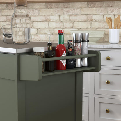 Homestyles Mobile Kitchen Island Cart with Stainless Steel Top, Sage Green