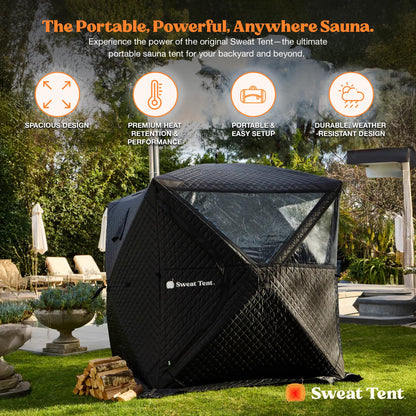 SweatTent Portable Outdoor Sauna (Large) – Tent Only, Accessories Sold Separately – Wood-Fired Compatible, Quick Assembly – High-Temp Recovery Sauna for 6 Adults – Backyard & Camping Use