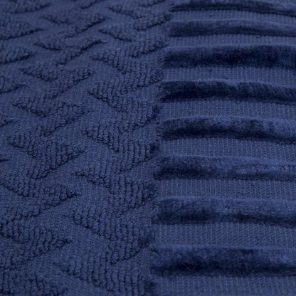 Lavish Home 6-Piece Cotton Deluxe Plush Bath Towel Set – Chevron Pattern Plush Sculpted Spa Luxury Decorative Body, Hand and Face Towels (Navy), 27'x54"x0.25"