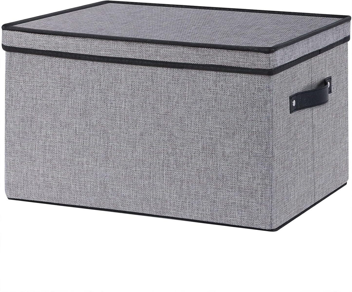 Fabric Storage Boxes, 16.5 x 11.8 x 10.2 Inch with Lids, Decorative Linen Closet Organizers, Large, Gray
