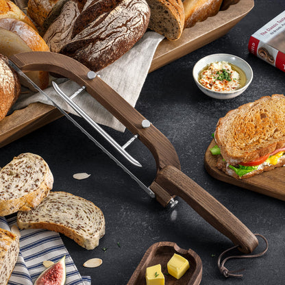 Adjustable Bread Bow Knife for Perfect Slices, Premium Wooden Frame, Tool-Free Blade Replacement, Multi-Thickness Cutter for Homemade Bread, Sourdough, Bagels, Loaves - Australian Mountain Ash