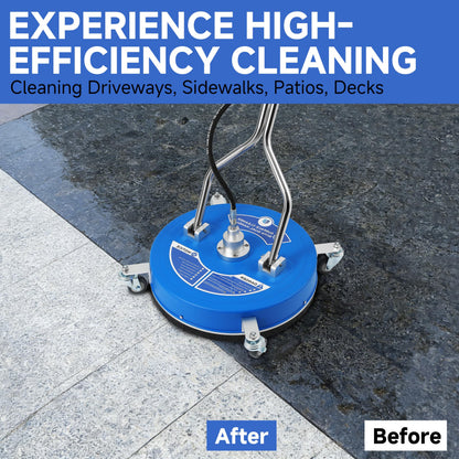 RIDGE WASHER 20’’ Pressure Washer Surface Cleaner, 4500 PSI Surface Cleaner with Dual Handle, Power Washer Surface Cleaner Attachment with Wheels for Cleaning Driveways, Sidewalks, Patios