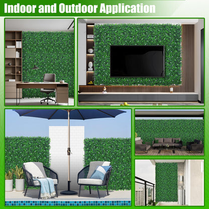 EverNature EverNture 71"x144"(72 SQFT) Grass Wall Panels, Artificial Grass Backdrop, Fake Greenery Plant Boxwood Roll with Flower, Green Wall Decor for Outdoor Indoor Patio Garden Backyard