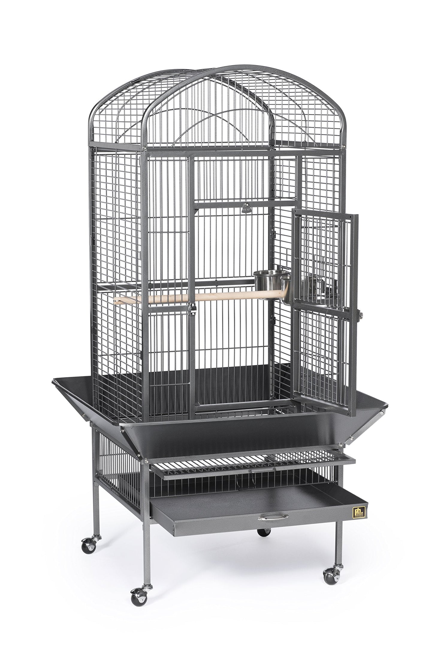 Prevue Pet Products Dometop Bird Cage - for Parrots, Conures, Caiques, Small Cockatoos, Big Bird Cage with Wheels, Indoor or Outdoor - Large, Black Hammertone