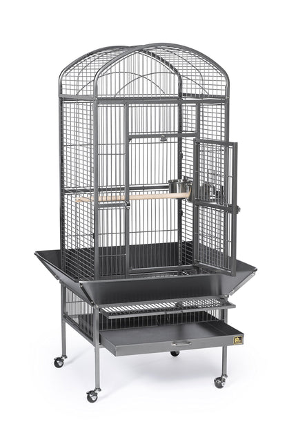 Prevue Pet Products Dometop Bird Cage - for Parrots, Conures, Caiques, Small Cockatoos, Big Bird Cage with Wheels, Indoor or Outdoor - Large, Black Hammertone