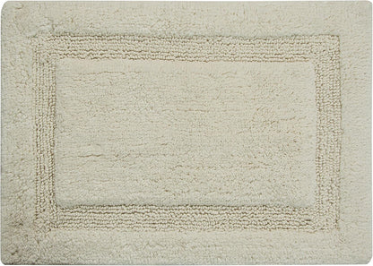 Bath Rug 100% Soft Cotton, 34x21 Inch, Latex Non-Skid Backing, Solid Ivory Color