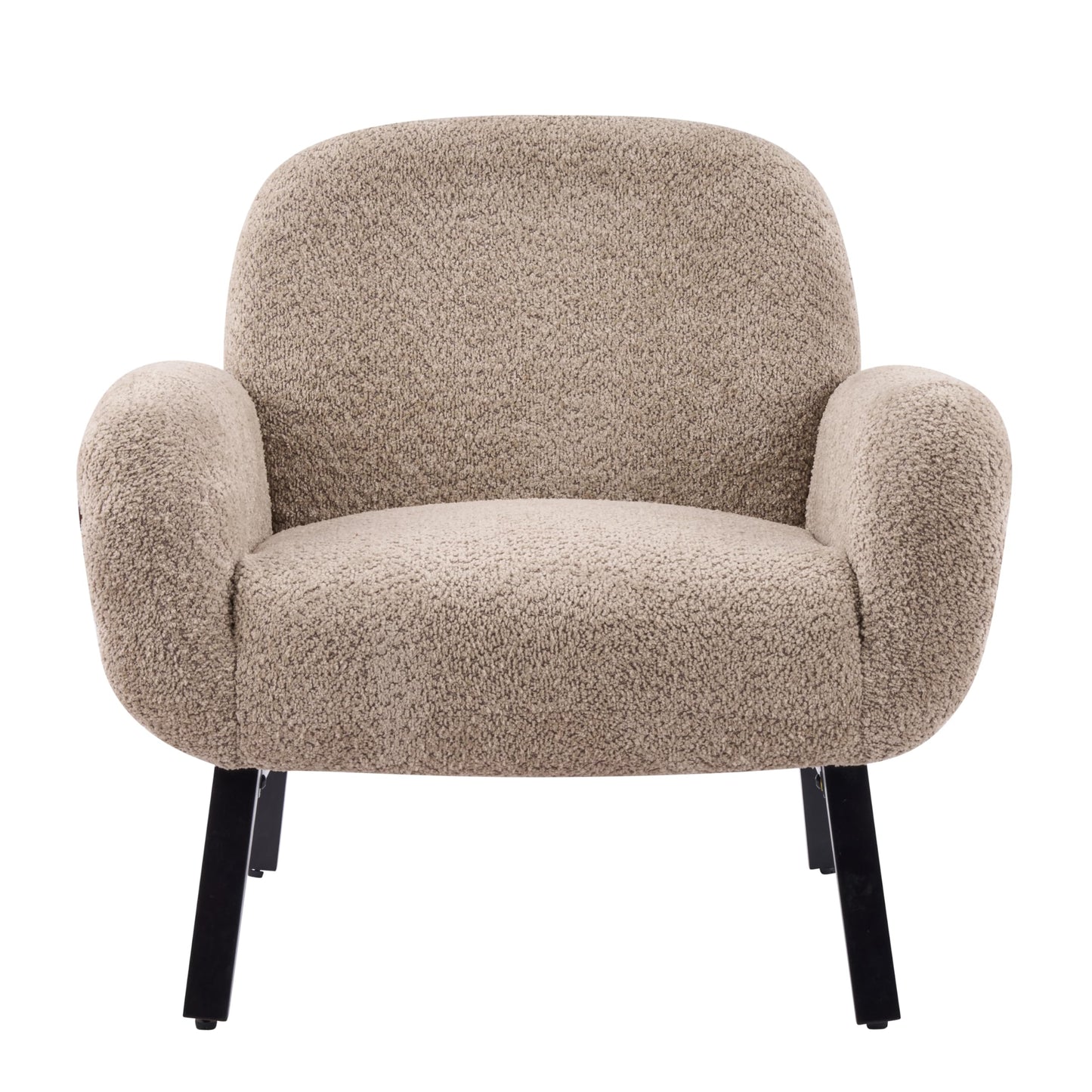 Christopher Knight Home Audrey Boucle Upholstered Accent Chair, Living Room Low Profile Armchair, Solid Wood Comfy Reading Chair, Modern Single Lounge Sofa, Light Camel