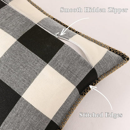 decorUhome Christmas Buffalo Plaid Check Throw Pillow Covers, 16x16 Set of 2, Outdoor Linen Decorative Farmhouse